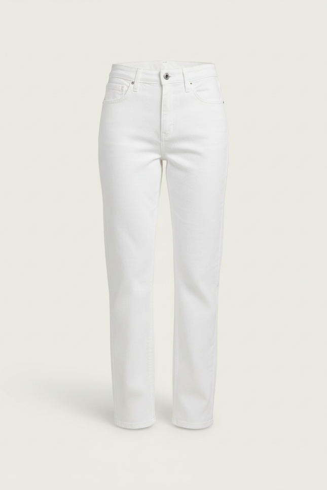 Pantalon Blanc Droit Taille Haute Femme Décontracté - Jean - vue 3
