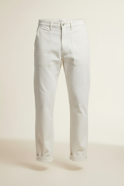 Pantalon Blanc Homme Coton - Toile - vue 3