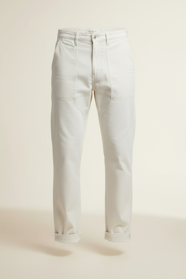 Pantalon Blanc Homme Coton - Toile - vue 3