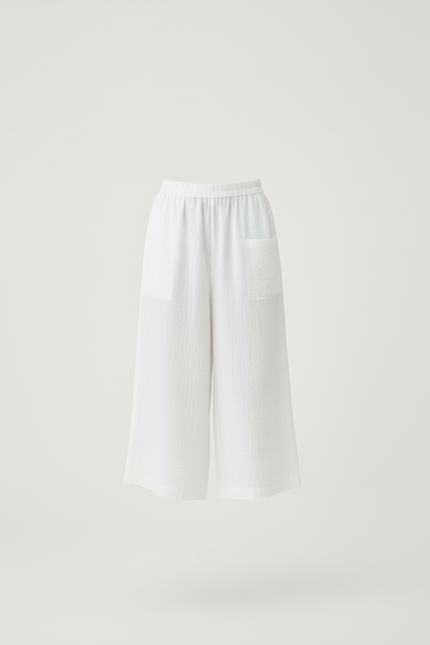 Pantalon Blanc Ample Texturé Décontracté Fille - Lin - vue 3
