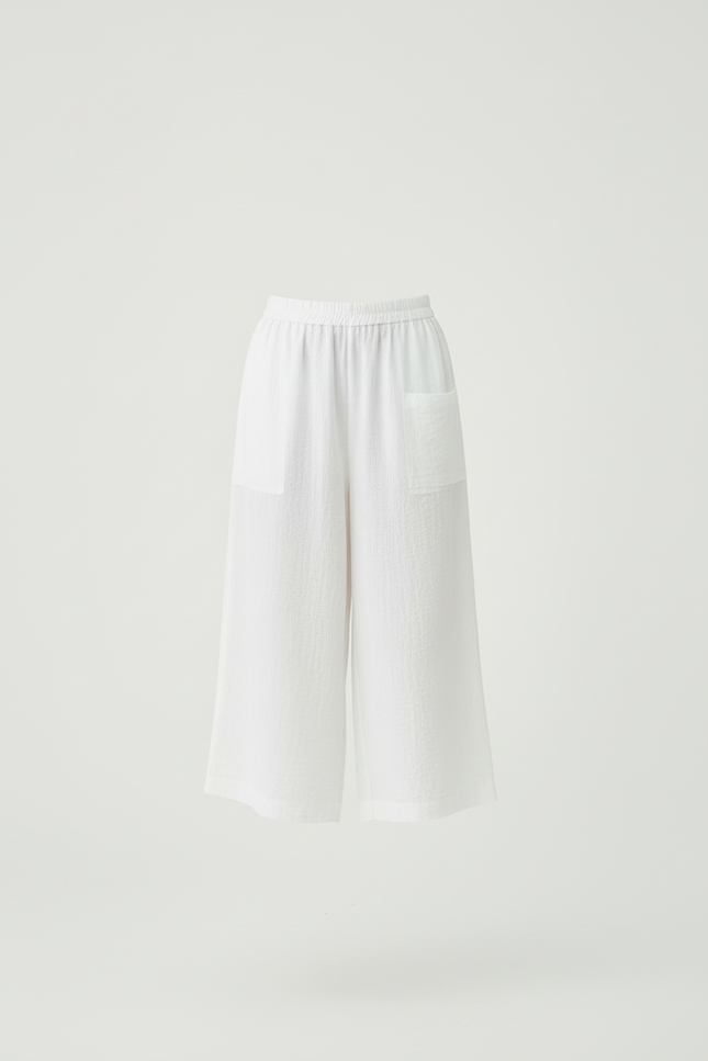 Pantalon Blanc Ample Texturé Décontracté Fille - Lin - vue 3
