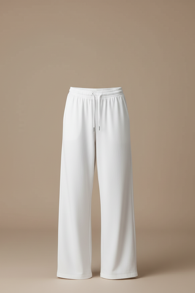 Pantalon Blanc Large Cordon Décontracté Femme - Molleton - vue 3