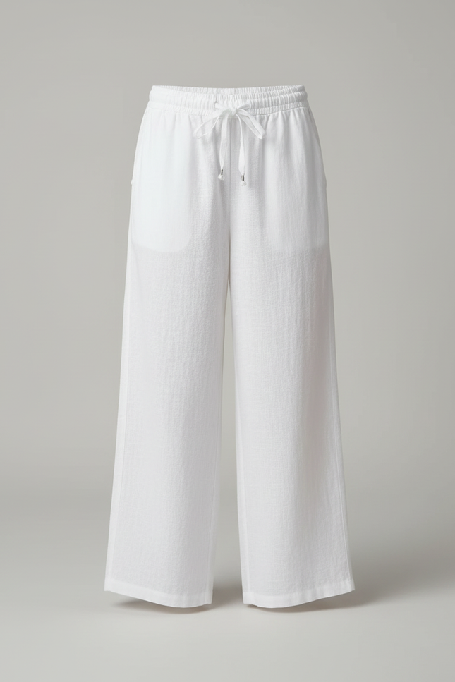 Pantalon Blanc Lin Fluide Ample Décontracté Enfant - vue 3
