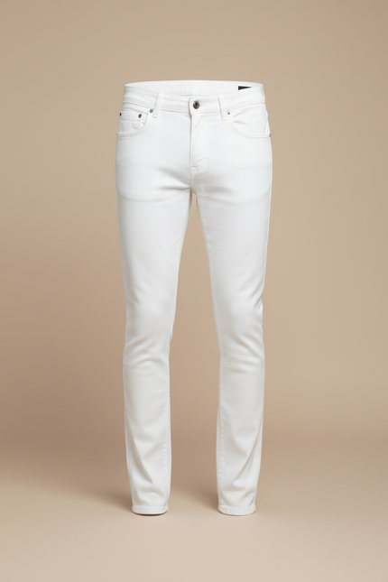 Pantalon Blanc Homme Slim Coton Stretch Casual - vue 3