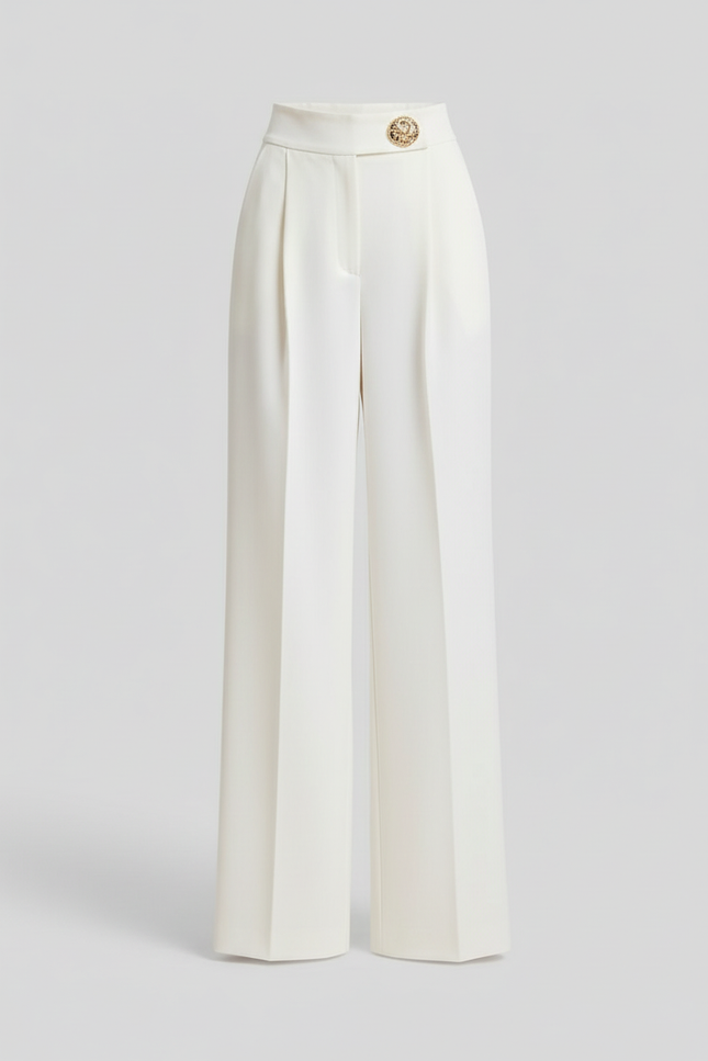 Pantalon Blanc Tailleur Femme - Polyester - vue 3