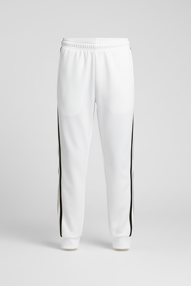 Pantalon Blanc Jogging Rayures Noires Confortable Enfant - Molleton - vue 3
