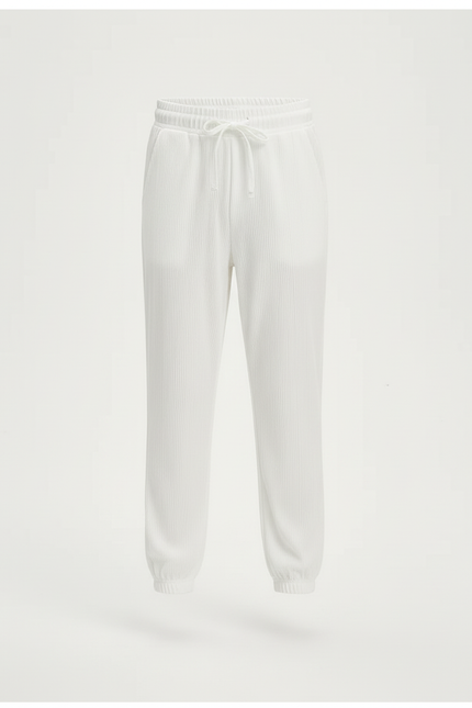 Pantalon Blanc Plissé Ample Cordon Enfant - Cordé - vue 3