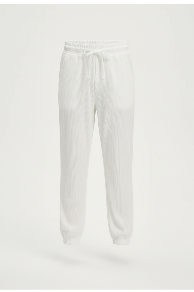 Pantalon Blanc Plissé Ample Cordon Enfant - Cordé - vue 3
