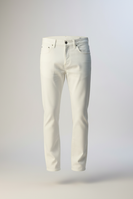 Pantalon Blanc Droit Décontracté Homme Coton Écru - Beige - vue 3