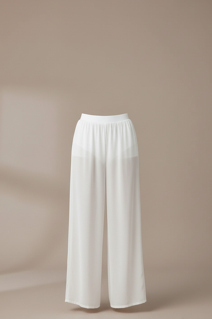 Pantalon Blanc Fluide Ample Transparent Femme - Polyester - vue 3