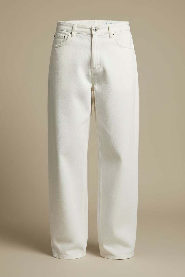 Pantalon Blanc Coton Ample Droit Décontracté Homme - Jean - vue 3