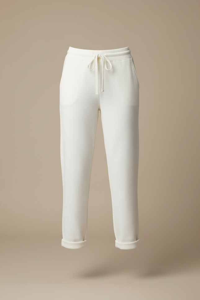 Pantalon Blanc Sport Décontracté Cordon Cheville Resserrée - Molleton - vue 3