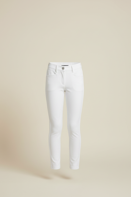 Pantalon Blanc Équestre Fille Silicone Slim - Polyester - vue 3