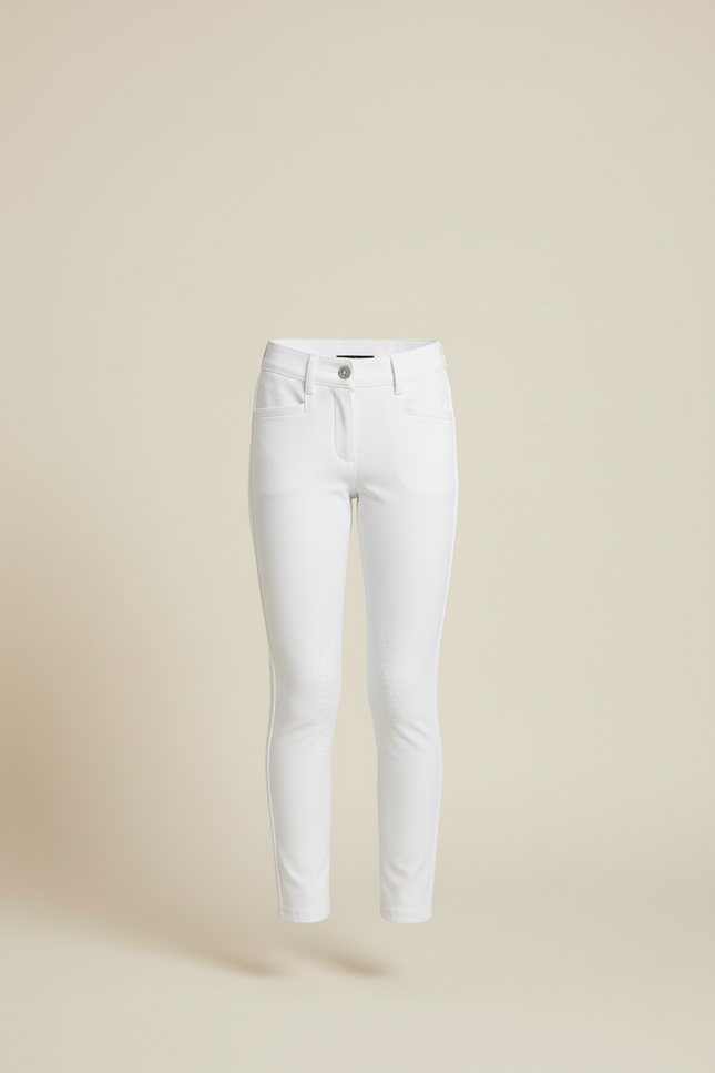 Pantalon Blanc Équestre Fille Silicone Slim - Polyester - vue 3