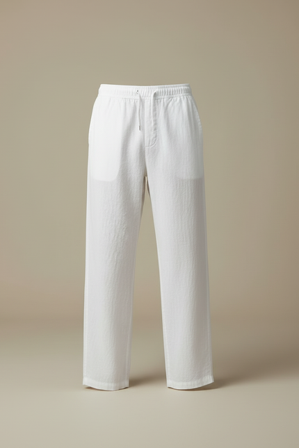 Pantalon Blanc Lin Ample Décontracté Homme Léger - vue 3