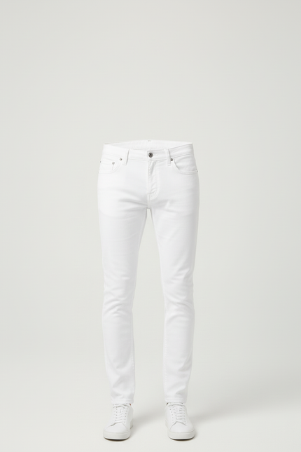 Pantalon Blanc Stretch - Coton - vue 3