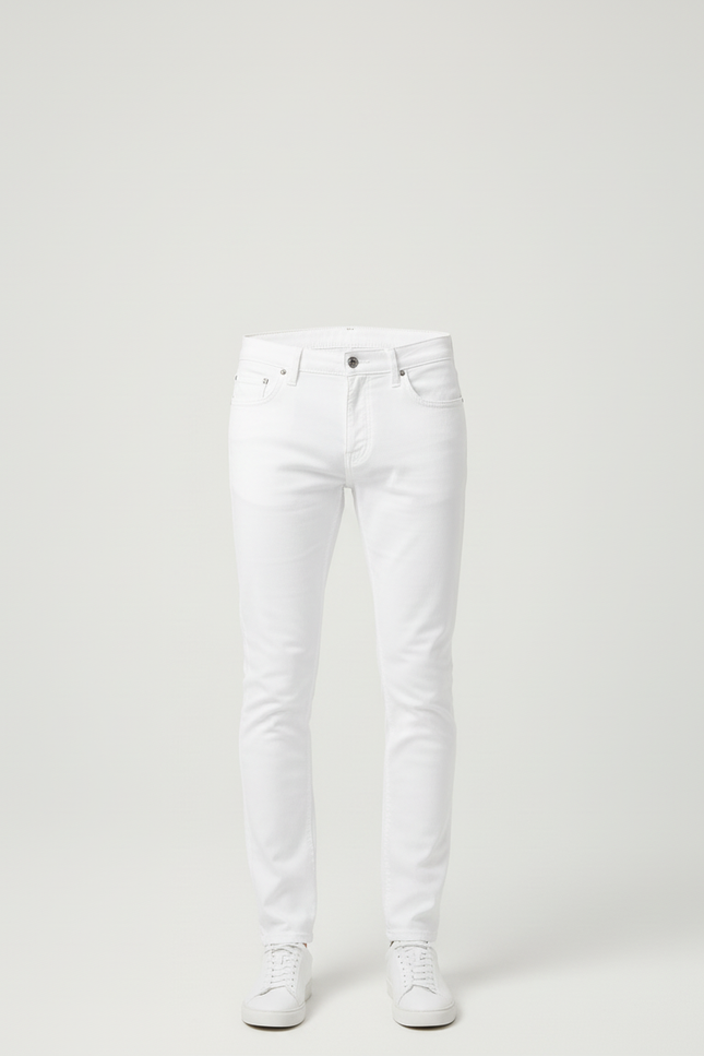 Pantalon Blanc Stretch - Coton - vue 3