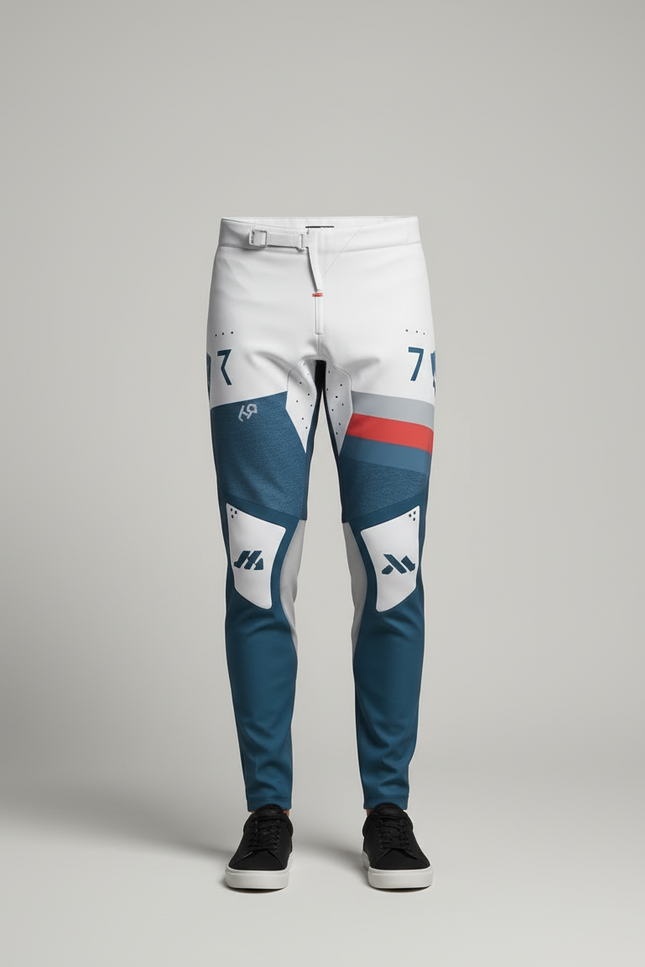 Pantalon Blanc Motif Bleu - Multicolore Polyester - vue 3