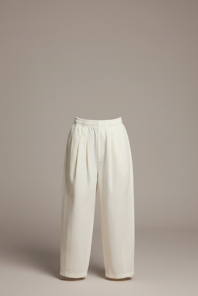 Pantalon Blanc Ample Décontracté Confortable Coton Garçon - Toile - vue 3