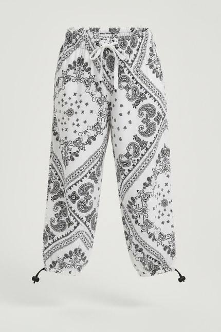 Pantalon Blanc Sarouel Paisley Ample Confortable Enfant - Imprimé Molleton - vue 3