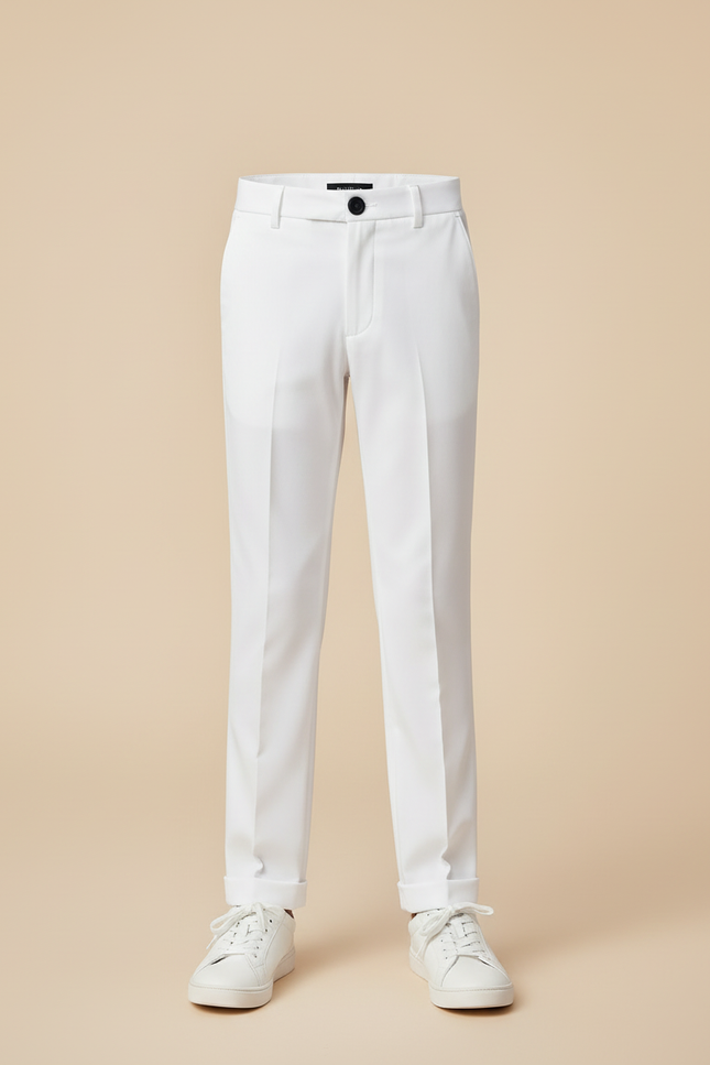 Pantalon Blanc Droit Élégant Cérémonie Garçon - Gabardine - vue 3