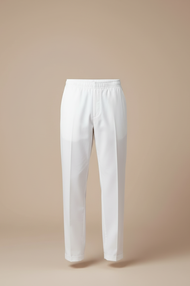 Pantalon Blanc Homme Droit Décontracté Coton Élastique - vue 3