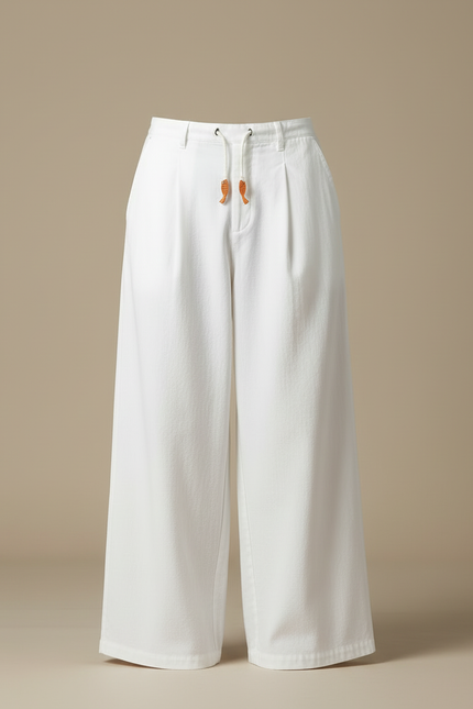 Pantalon Fluide Blanc Grande Taille - Coton - vue 3