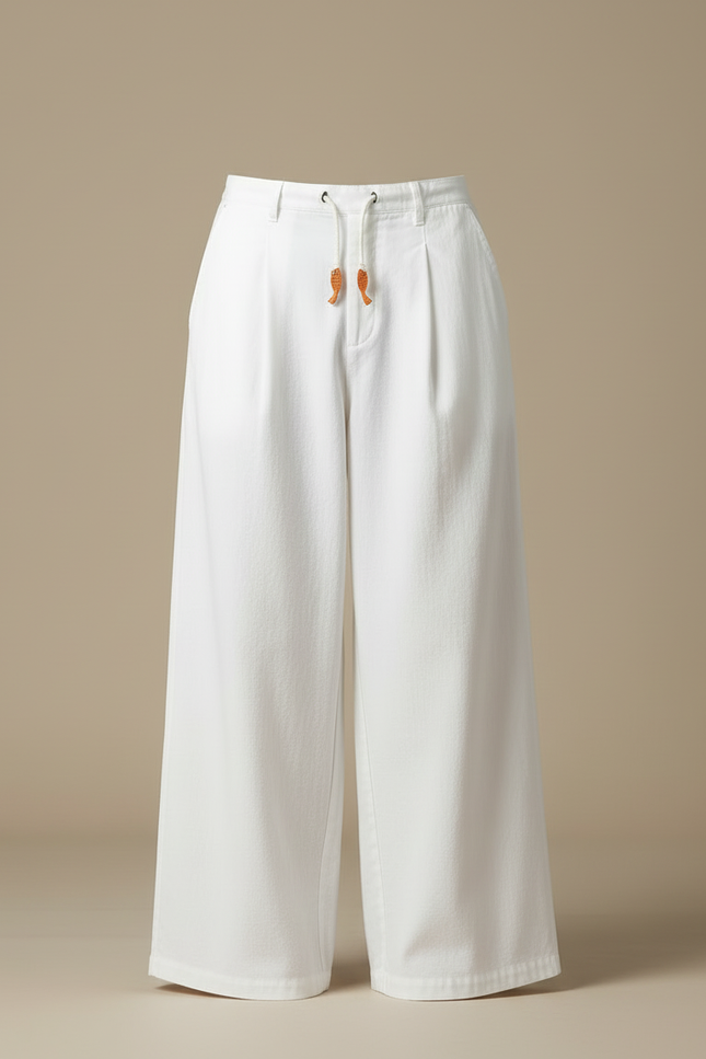 Pantalon Fluide Blanc Grande Taille - Coton - vue 3