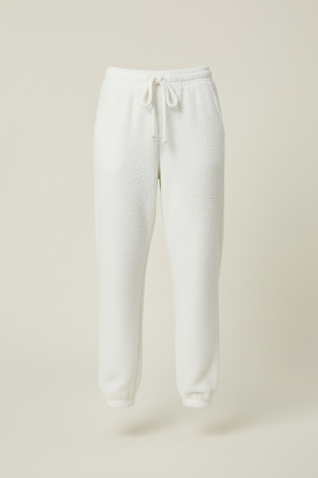 Pantalon Blanc Doux Confortable Sherpa Jogging Femme - Molleton - vue 3