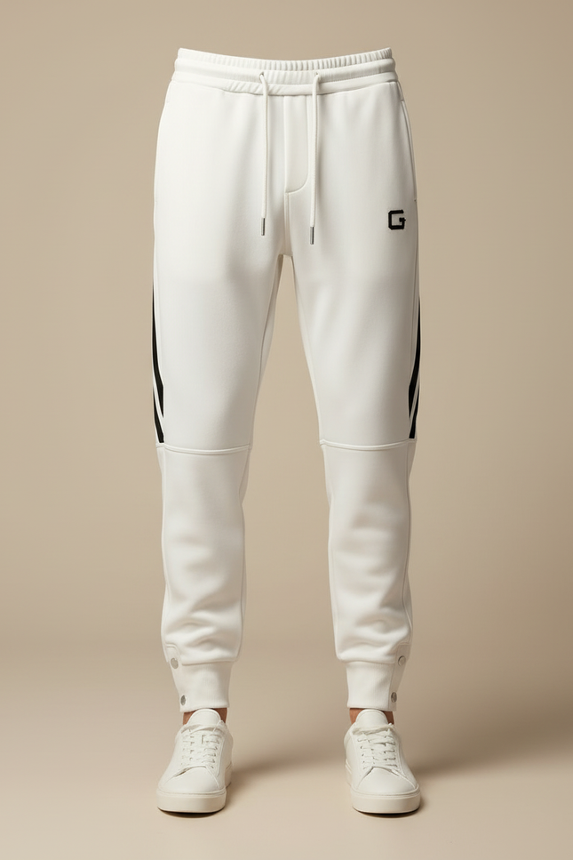 Pantalon Blanc Bande Noire - Molleton - vue 3