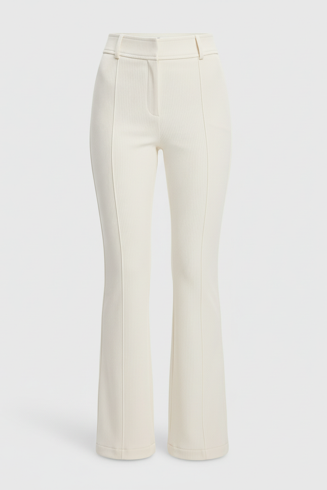 Pantalon Blanc Côtelé Évasé Taille Haute Élégant - Cordé - vue 3