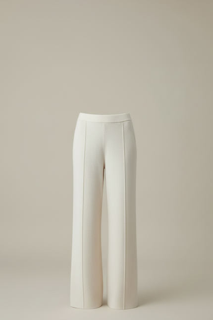 Pantalon Blanc Laine Cachemire Ample Décontracté - vue 3
