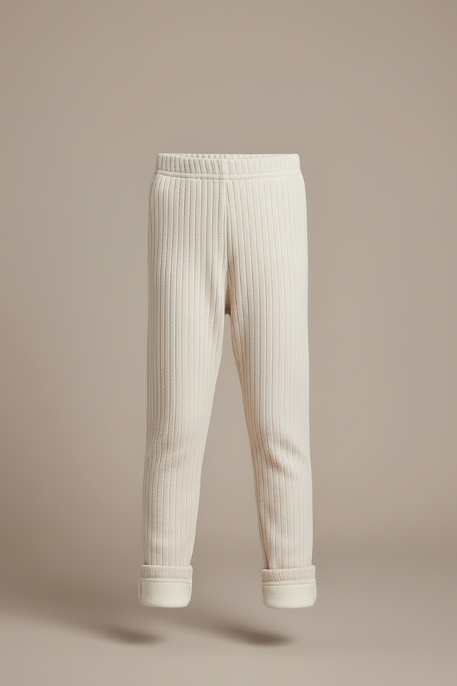 Pantalon Blanc Côtelé Doux Enfant Confortable - Beige Cordé - vue 3