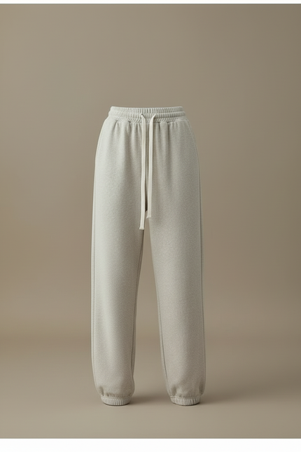 Pantalon Blanc Molletonné Ample Décontracté Cordon - Gris - vue 3