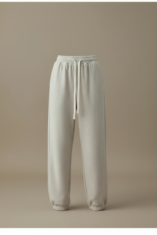 Pantalon Blanc Molletonné Ample Décontracté Cordon - Gris - vue 3