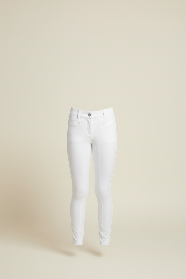 Pantalon Blanc Équestre Enfant Slim Stretch Confortable - Polyester - vue 3