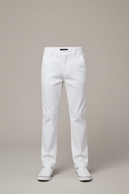 Pantalon Blanc Enfant Coton Droit Décontracté - vue 3