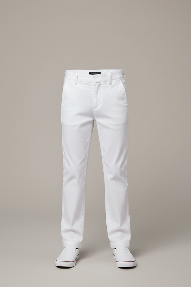 Pantalon Blanc Enfant Coton Droit Décontracté - vue 3