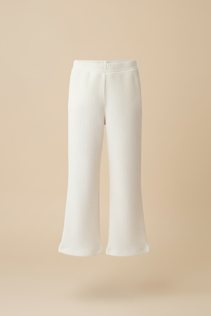 Pantalon Blanc Évasé Texturé Confortable Enfant - Maille - vue 3