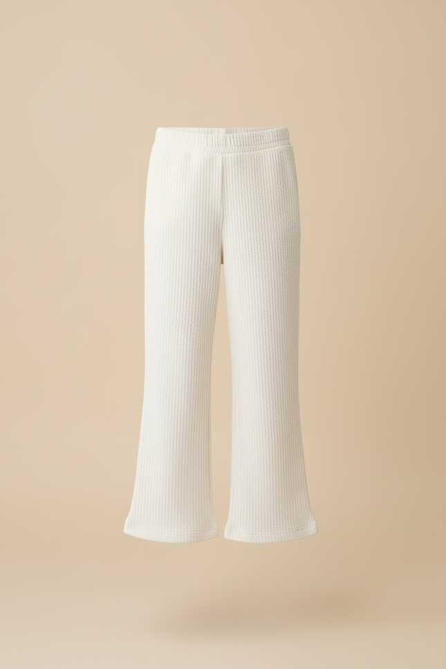 Pantalon Blanc Évasé Texturé Confortable Enfant - Maille - vue 3