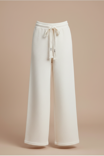 Pantalon Blanc Ample Tricoté Confortable Fille - Maille - vue 3