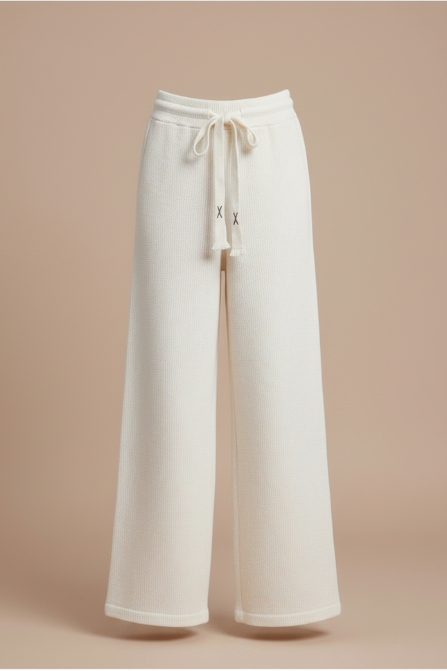 Pantalon Blanc Ample Tricoté Confortable Fille - Maille - vue 3
