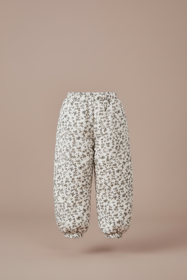 Pantalon Blanc Matelassé Fleuri Ample Enfant - Imprimé Coton - vue 3