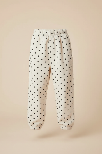Pantalon Blanc À Pois Noir Décontracté Ample Enfant - Molleton - vue 3
