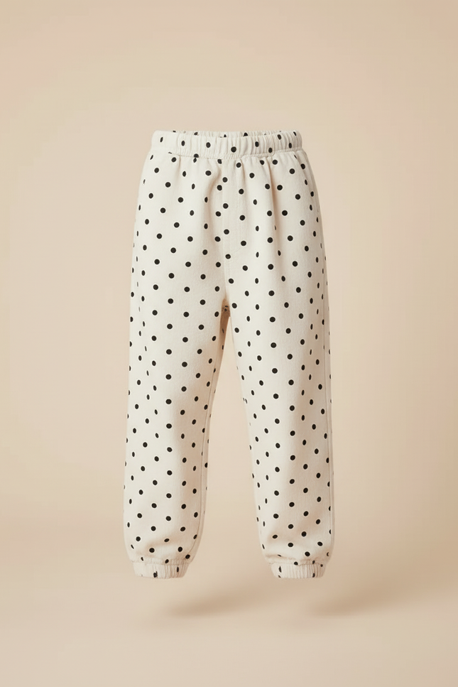 Pantalon Blanc À Pois Noir Décontracté Ample Enfant - Molleton - vue 3