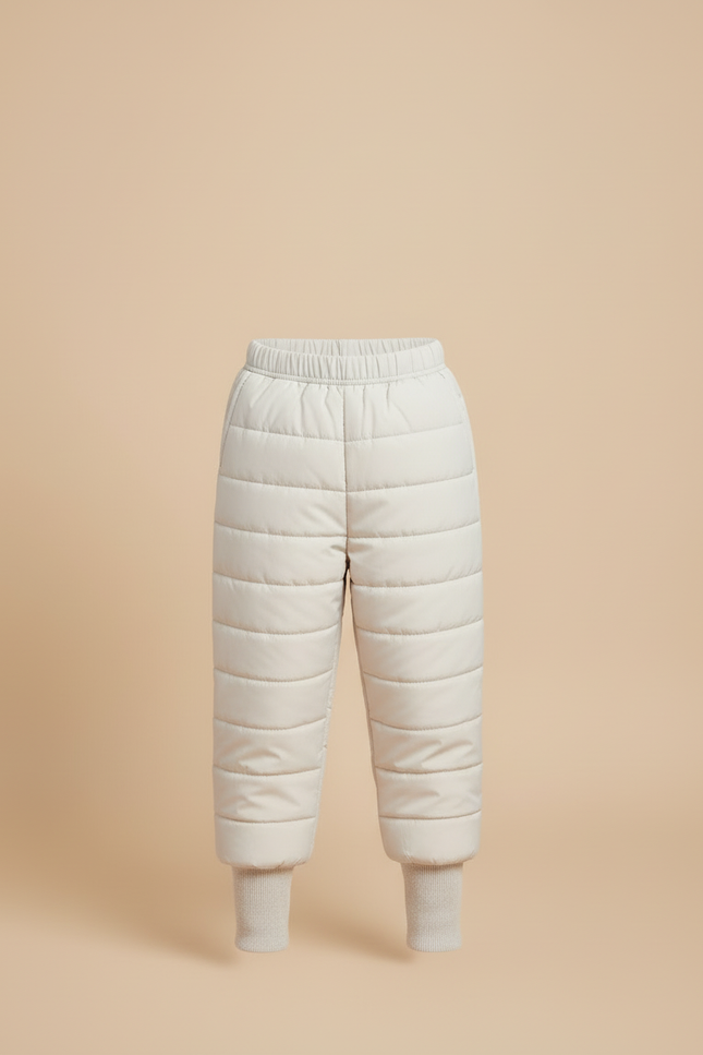Pantalon Blanc Enfant Matelassé Hiver Chaud - Beige Polyester - vue 3