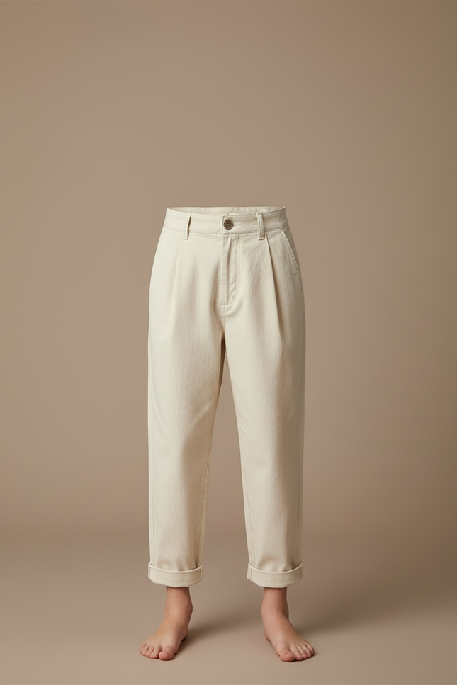 Pantalon Blanc Beige - Toile - vue 3