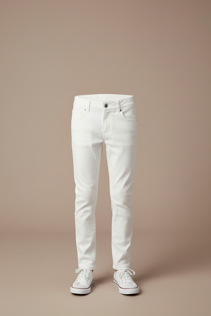 Pantalon Blanc Enfant Slim Coton Décontracté - Jean - vue 3