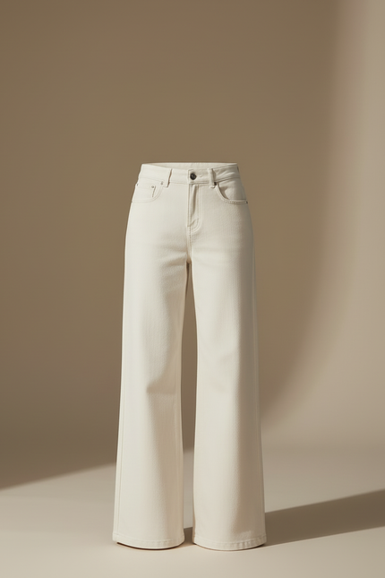 Pantalon Blanc Large Décontracté Femme Fluide - Jean - vue 3