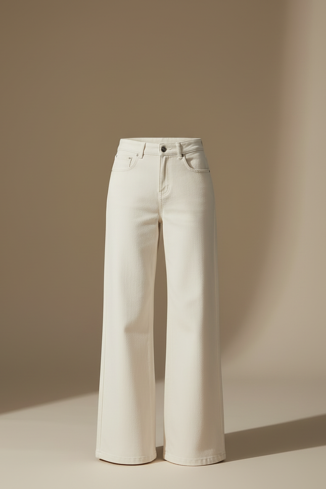 Pantalon Blanc Large Décontracté Femme Fluide - Jean - vue 3